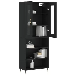 Witrynka, czarna, 69,5x34x180 cm, materiał drewnopochodny Lumarko! - Witryny Witrynka, czarna, 69,5x34x180 cm, materiał drewnopochodny Lumarko! - Witryny - miniaturka - grafika 4