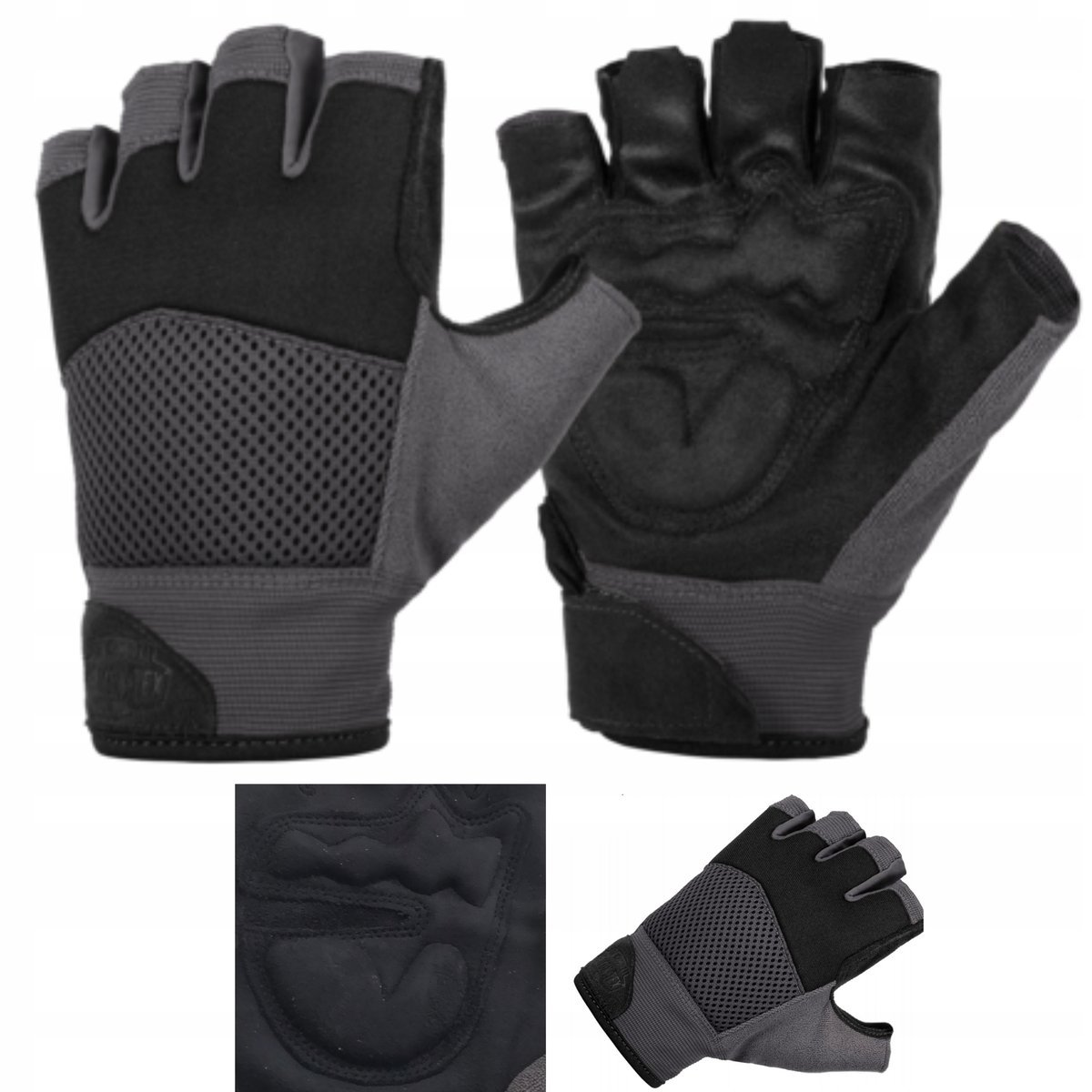 Mocne Rękawiczki Helikon Bez Palców Ochronne Na Siłownie Czarno-Szare Xl