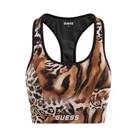Biustonosze - Damski Stanik sportowy GUESS ADRIANNA ANIMALIER ACTIVE BRA V3RP18KBIL2-P15E – Wielokolorowy - miniaturka - grafika 1