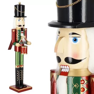 Dziadek do orzechów 90 cm drewniany żołnierzyk, figurka świąteczna - Ozdoby bożonarodzeniowe - miniaturka - grafika 1
