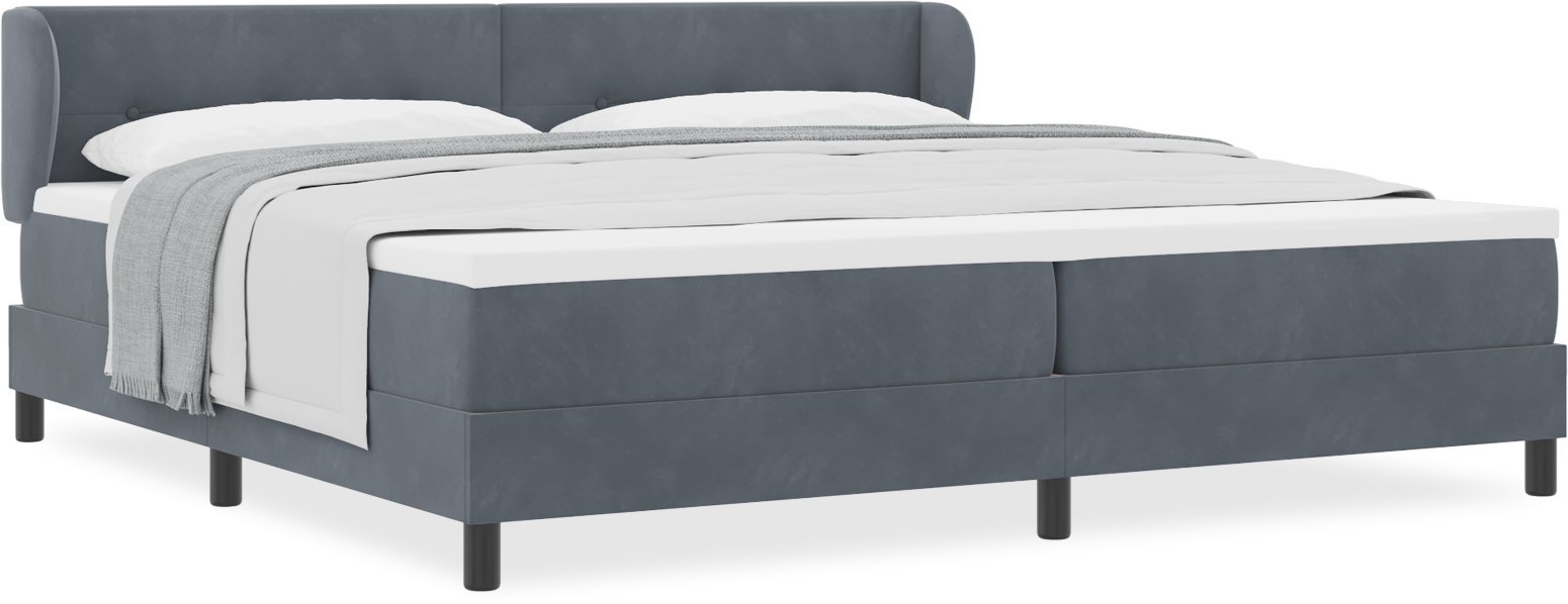 Łóżko box spring z materacem vidaXL ciemnoszare 200x200 cm aksamit