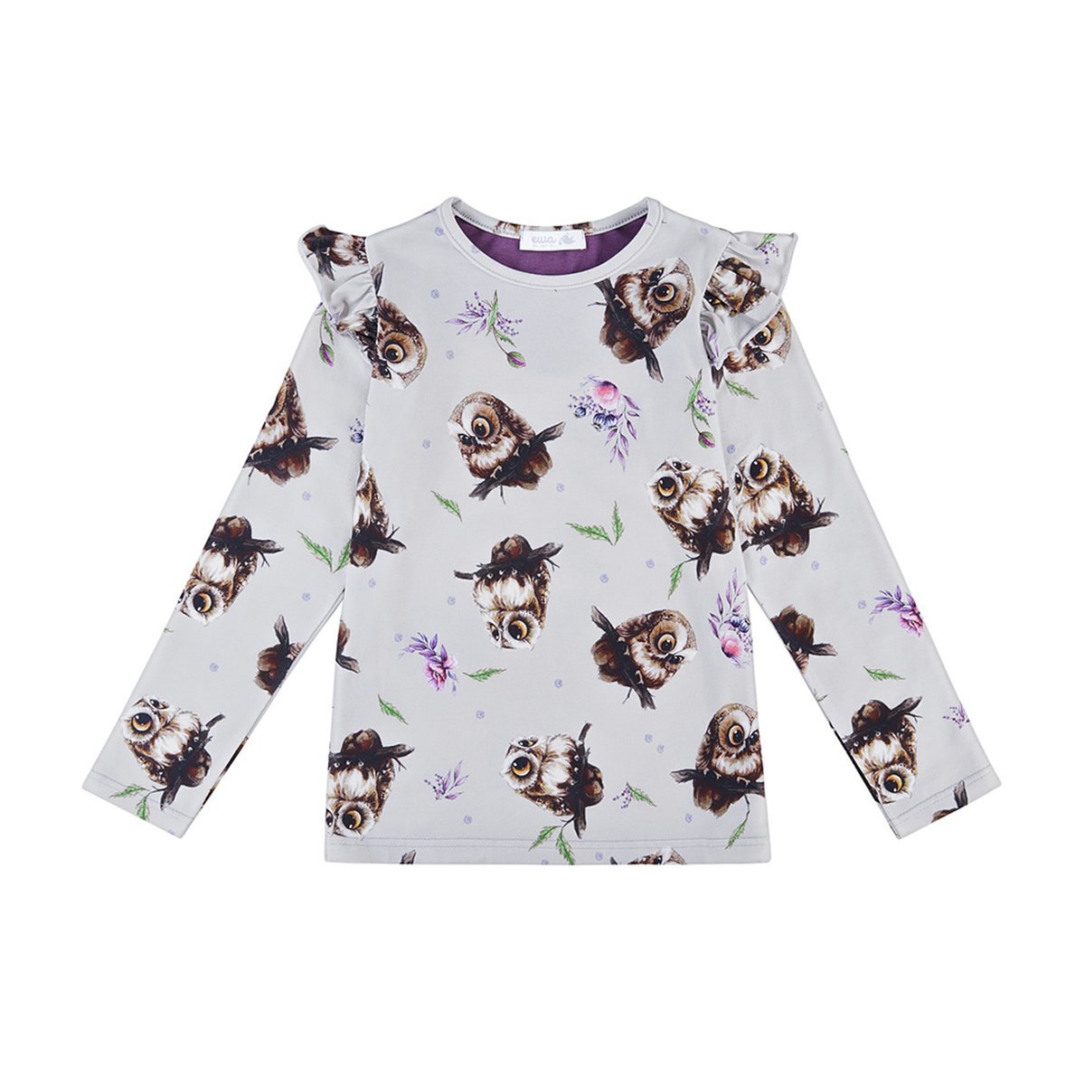 Bluzka z falbanką, długi rękaw Sowa 104