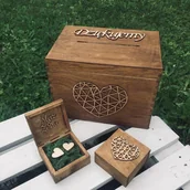 Wesele i ślub - Komplet Pudełko Na Koperty + Na Obrączki Dębowe 2 - miniaturka - grafika 1