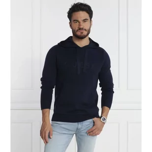 GUESS Bluza ALVIN LS HOODIE LOGO SWTR | Regular Fit | z dodatkiem jedwabiu - Bluzy męskie - miniaturka - grafika 1
