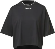 Koszulki i topy damskie - REEBOK- T-SHIRT DAMSKI CROP TOP - RIE TEE HT8059 koszulka CZARNA - miniaturka - grafika 1