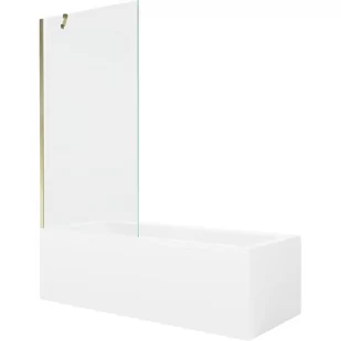 Mexen Cubik wanna prostokątna 170 x 70 cm z obudową i parawanem 1-skrzydłowym 90 cm, transparent, złoty 5905315202901 - Wanny - miniaturka - grafika 1