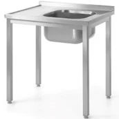 Stoły gastronomiczne - Stół przyścienny stalowy skręcany ze zlewem PRAWY 100x70x85 cm - Hendi 812884 - miniaturka - grafika 1