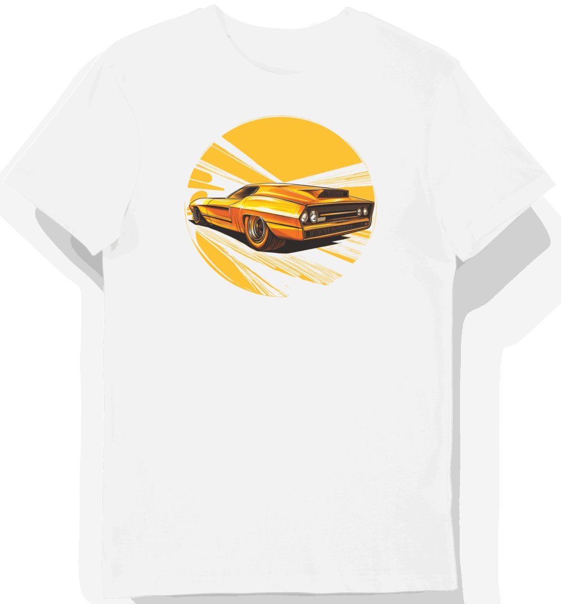 Koszulka męska biała z motywem klasycznego hot roda Deora L