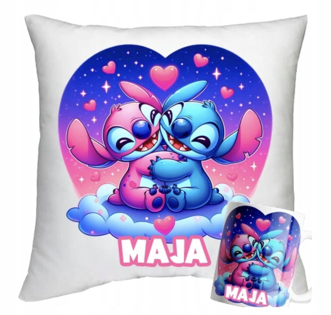 ZESTAW PODUSZKA + KUBEK Prezent STICH STITCH STICZ + IMIĘ 14