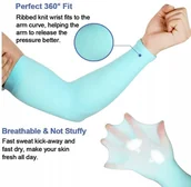 Pozostała odzież dla rowerzystów - HYSENM Rękawki rowerowe chłodzące sportowe w kolorze turkusowym - miniaturka - grafika 1