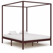 Łóżka - vidaXL Rama łóżka z baldachimem, ciemnobrązowa, lita sosna, 180x200 cm - miniaturka - grafika 1