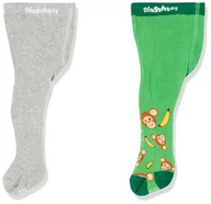 Koszulki i topy damskie - Playshoes Unisex dziecięce AFFE 2-częściowy zestaw rajstop zielono-szarych, normalne - miniaturka - grafika 1