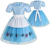 Stroje karnawałowe - Strój Przebranie Sukienka Alicja W Krainie Czarów Karnawał Bal 116 122 Cm - miniaturka - grafika 1