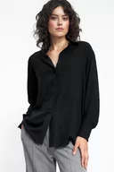 Koszule damskie - Czarna wiskozowa koszula - miniaturka - grafika 1