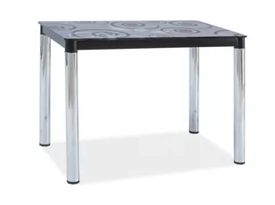 Stół szklany blat czarny ze wzorem DAMAR II chrom nogi 100x60 - Stoły - miniaturka - grafika 1