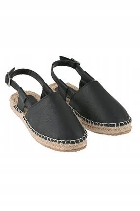 ESPADRYLE DAMSKIE CZARNE SKÓRA NATURALNA Z PASKIEM 38 5HA