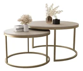 Ławy i stoliki kawowe - Zestaw Stolików Mju 80X60 Złoty / Kaszmir Mat - miniaturka - grafika 1
