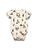 Body dla niemowląt - Niemowlęce body bawełniane na krótki rękaw z motywem lasu beżowe Nicol,r.68 - miniaturka - grafika 1