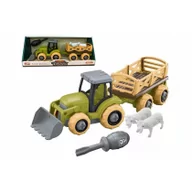 Zabawki konstrukcyjne - Mini farma traktor z przyczepą do skręcania Artyk - miniaturka - grafika 1