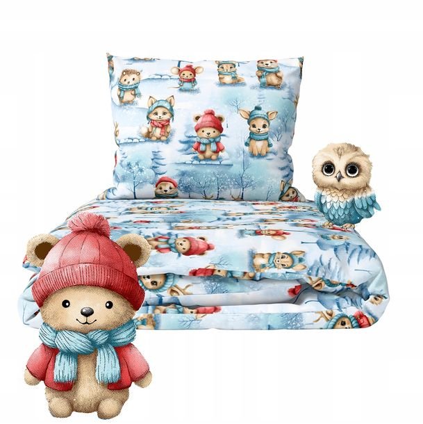 Pościel Świąteczna Dziecięca 140x200+70x80 zimowa polska bawełna producent,