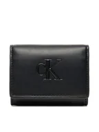 Portfele - Calvin Klein Mały Portfel Damski Bold Ck Medium Bifold LV04F1047G Czarny - miniaturka - grafika 1
