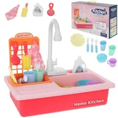 Zabawy w naśladowanie dorosłych - Lt388 Interaktywna Umywalka Kuchenka Woda W Kranie 21El - miniaturka - grafika 1