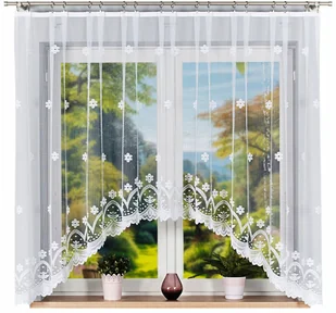 Firana Żakardowa Florentyna 330X160Cm W Kwiaty (Gotowa) Z Łukiem - Firany - miniaturka - grafika 1