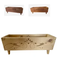 Donice - Skrzynka donica drewniana balkonowa rzeźbiona 65 cm z nóżkami na lawendę wrzosy zioła kwiaty BIAŁA SOSNA - miniaturka - grafika 1