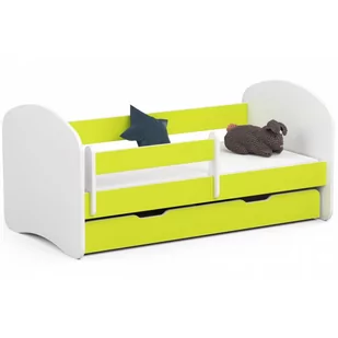 Łóżko dziecięce 140x70 SMILE z materacem i szufladą limonkowe - Łóżka dla dzieci i młodzieży - miniaturka - grafika 1