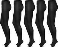Rajstopy - FM London Damskie rajstopy, 5-pak, mikrofibra, wytrzymałe, wygodne dopasowanie, czarny, XL - miniaturka - grafika 1
