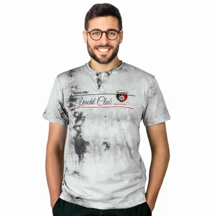 KOSZULKA Męska T-SHIRT z Haftem DELIKATNA Bawełna CAPTAIN MIKE szara L - Koszulki męskie - miniaturka - grafika 1
