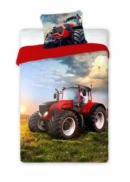 Faro Pościel bawełniana 140x200 Traktor 2471 czerwony pole wieś Turbo poszewka 70x90 - Pościel dla dzieci - miniaturka - grafika 1