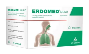 Erdomed Muko 225 mg, lek na kaszel mokry i zatkane zatoki, proszek do sporządzania zawiesiny doustnej, 20 saszetek - Przeziębienie i grypa - miniaturka - grafika 1