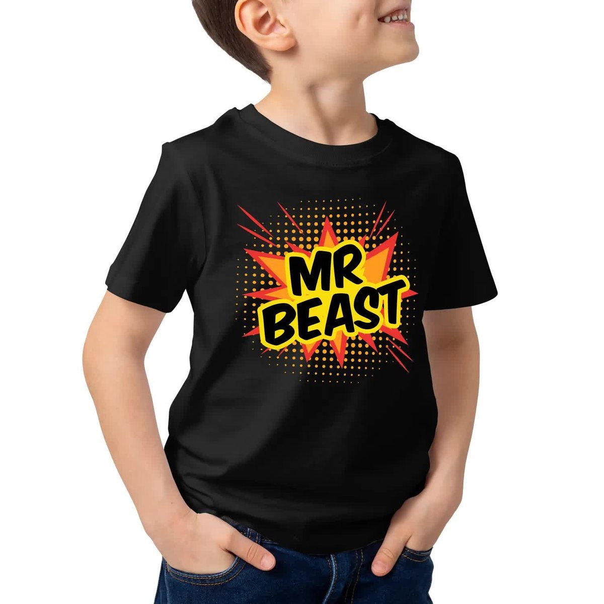 Koszulka Dziecięca Czarna Dla Fana MR BEAST Wz 134
