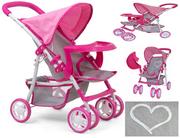Wózki dla lalek - Wózek Dla Lalek Spacerówka Prestige Różowa Zabawka Wózki Dla Lalki Zabawkowe Do Zabawy - miniaturka - grafika 1
