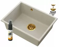 Zlewozmywaki - Granitan Manado Beżowy Podblatowy Zlew Złoty Podwieszany 60 - miniaturka - grafika 1