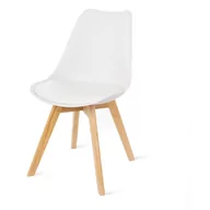 Krzesła - Zestaw 2 białych krzeseł z bukowymi nogami Bonami Essentials Retro - miniaturka - grafika 1