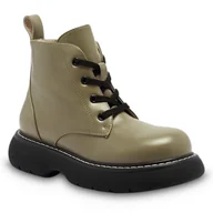 Botki damskie - Botki Damskie Na Platformie Ocieplane Verdara Zielone 36 - miniaturka - grafika 1