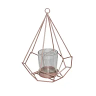 Świeczniki - Świecznik metalowy ze szklanym kloszem 18,5 x 15 cm - miniaturka - grafika 1