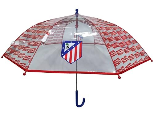 CyP Brands Atletico Madryt parasol przeciwsłoneczny, parasol dziecięcy, parasol przeciwsłoneczny, średnica 48 cm, ręczny, przezroczysty, oficjalny produkt, Przezroczysty
