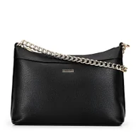 Torebki damskie - Damska torebka na ramię z ekoskóry czarno - złota - miniaturka - grafika 1