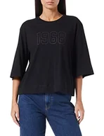Koszulki i topy damskie - Sisley T-shirt damski, czarny 100, L - miniaturka - grafika 1