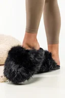 Kapcie damskie - Czarne kapcie damskie obuwie domowe z futerkiem Casu 2024-2-36/37 - miniaturka - grafika 1