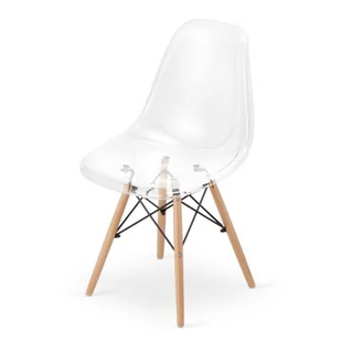 PRZEZROCZYSTE KRZESŁO MODERN DREWNIANE NOGI POLIPROPYLEN ZESTAW 4 SZTUKI - Krzesła - miniaturka - grafika 1
