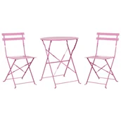 Meble ogrodowe - Zestaw mebli balkonowych metalowy różowy FIORI - miniaturka - grafika 1