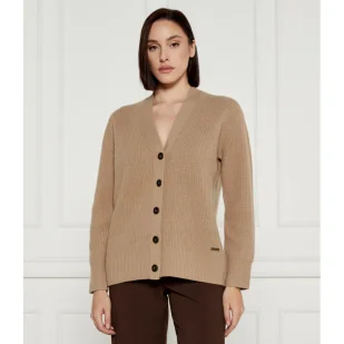 Calvin Klein Wełniany kardigan | Relaxed fit - Swetry damskie - miniaturka - grafika 1