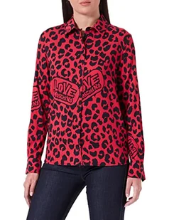 Love Moschino Damska koszulka o regularnym kroju z długim rękawem z nadrukiem zwierzęcym, czerwony czarny (Red Black), 42 - Koszulki i topy damskie - miniaturka - grafika 1