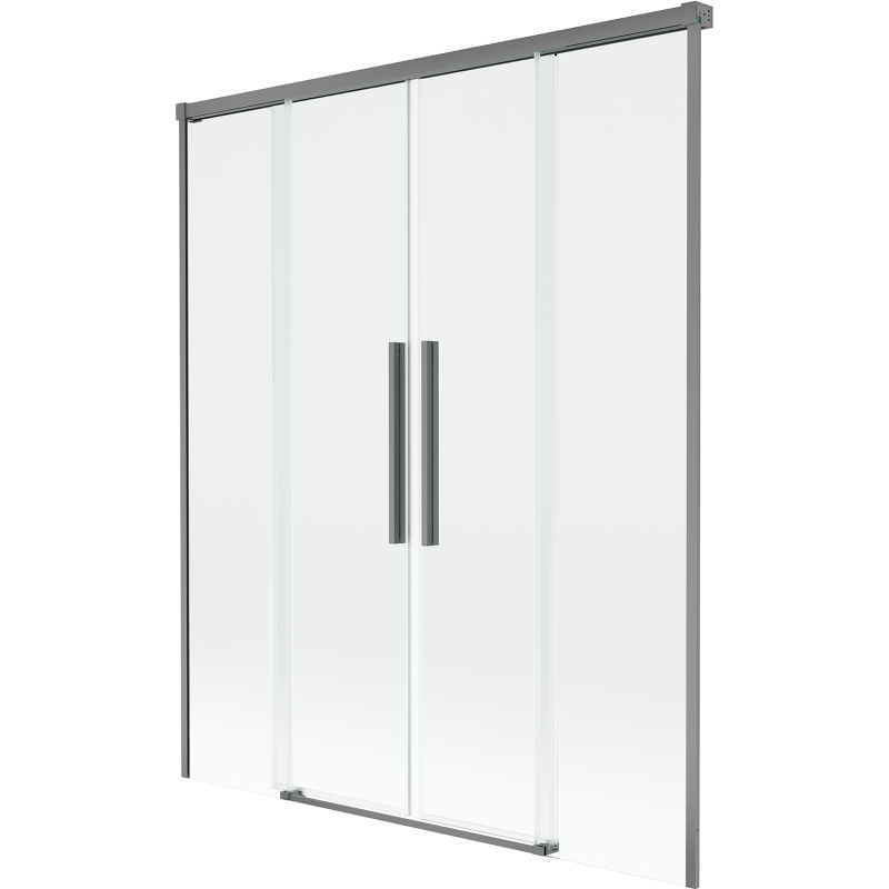 Mexen Rox parawan nawannowy 2-skrzydłowy rozsuwany 150 x 150 cm, transparent, gun metal - 8C9-150-002-95-00