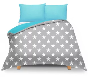 Pościel dwustronna 160x200 Duale szara w gwiazdy + turkusowa z torbą - Pościel Pościel dwustronna 160x200 Duale szara w gwiazdy + turkusowa z torbą - Pościel - miniaturka - grafika 1