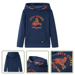 Bluza dziecięca z kapturem - granatowy melanż i pomarańcz - 116 - Bluza Dziewczęca - Bluzy dla dziewczynek - miniaturka - grafika 1